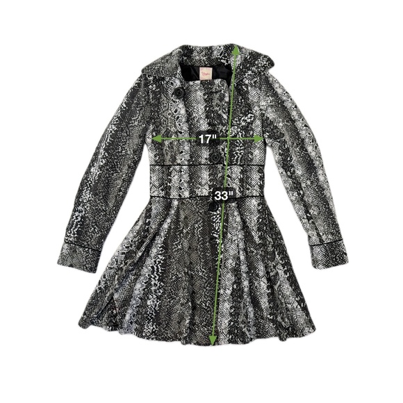 VTG Y2K Candie’s Snakeskin Print Fit & Flare Pea Coat | Black Gray | S - Picture 7 of 7
